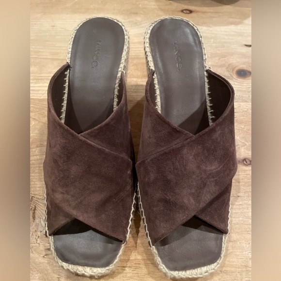 NWT VINCE Gaelan Brown Suede Wedge Espadrille Sandals 9M - Picture 2 of 8
